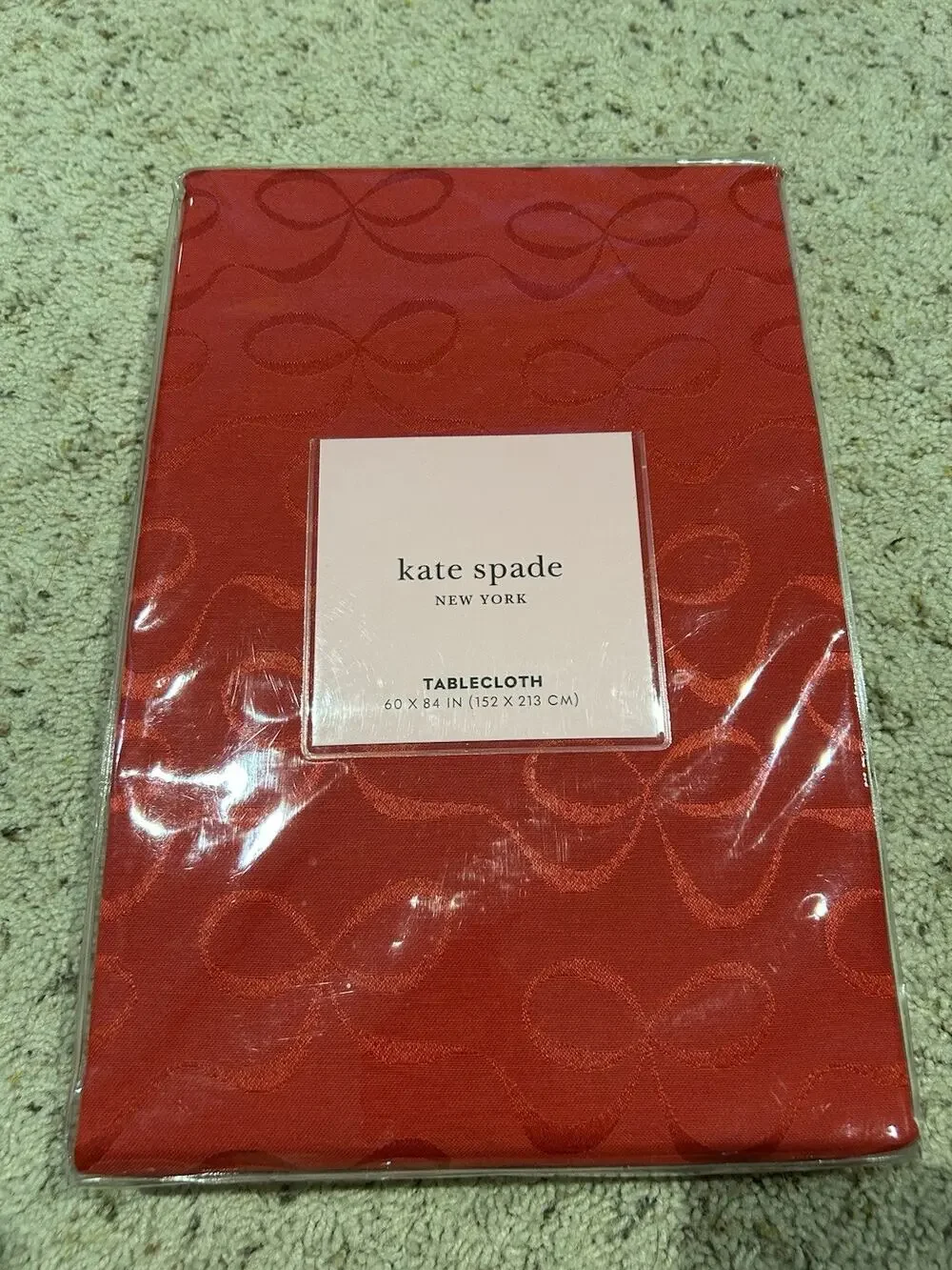 Kate Spade Tablecloth 60x84 Holiday All Wrapped Up Bow Cranberry Red Oblong B26